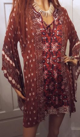 Odd Molly Tunika Kleid 100% Seide S M zu Nile Free People