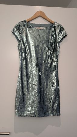 Zara Basic sequin dress size M green short sleeve