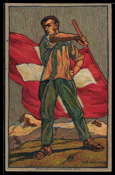 Ansichtskarten: Schweizer Bundesfeier 1912, für das Rot – Gebraucht aus Berlin von bartko-reher