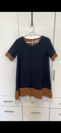 Damen Kleid dunkelblau/cognac Grösse M guter Zustand