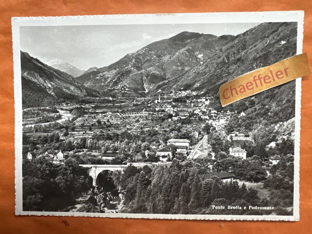 Cartoline postali: 1956 Ponte Brolla Pedemonte, Tessin – Usato da Zürich venduto da Chaeffeler