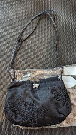Brauttasche / Brautbeutel mit Henkel / black - lace
