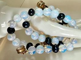 SCHIMMERNDE OPALIT KETTE mit Echtperlen & Magnetschliesse