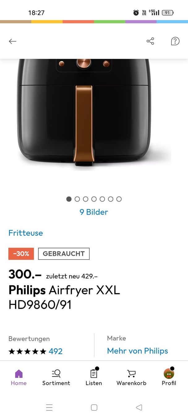 Philips Elettrodomestici da cucina: Philips Airfryer XXL 7.3l Heissluftfritteuse – Usato da Neuheim venduto da mahoni02 9