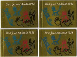 1988: Frankatur gültig 4 x Proju Markenheftchen Zeichnen **