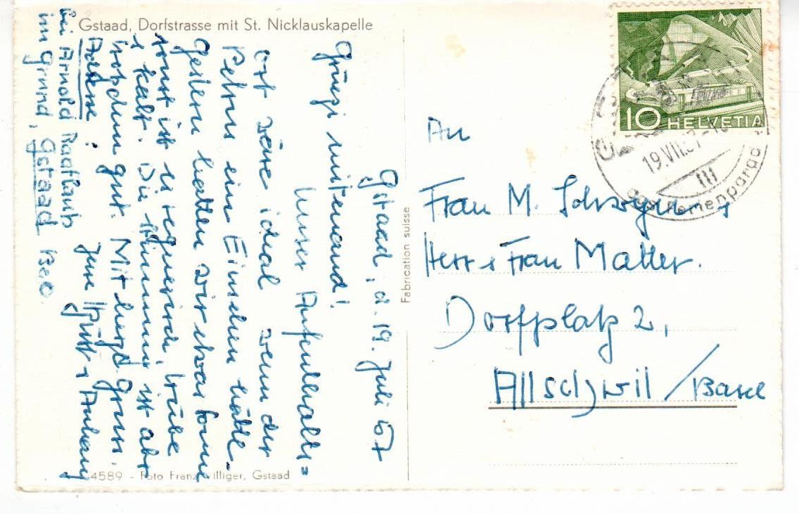Cartes postales: Gstaad  1957 – D'occasion à Wolhusen par Curver9 1