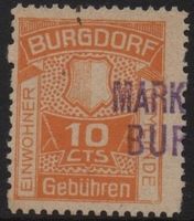 10 Cts. Fiskalmarke der Gemeinde BURGDORF - ABART Blindzähne