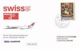 Erstflug Swiss Zürich - Luxemburg 2002, ab FL