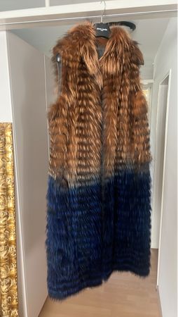 Edler Fuchs Fur Echtpelz Weste, Buntverlauf, Rostrot-Blau