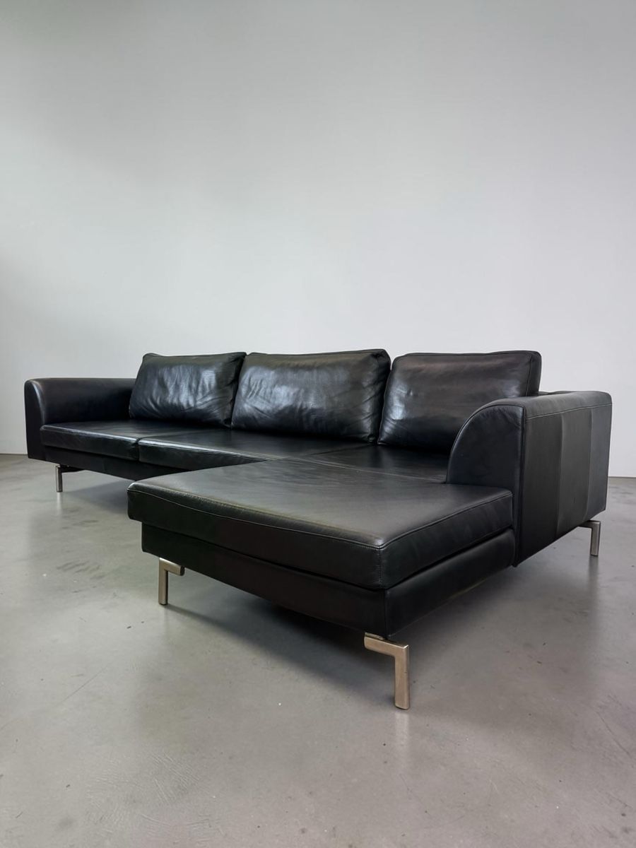 Sofas: Ecksofa aus echtem Nubukleder, schwarz – Gebraucht aus Bachenbülach von Sofalab.swiss 1