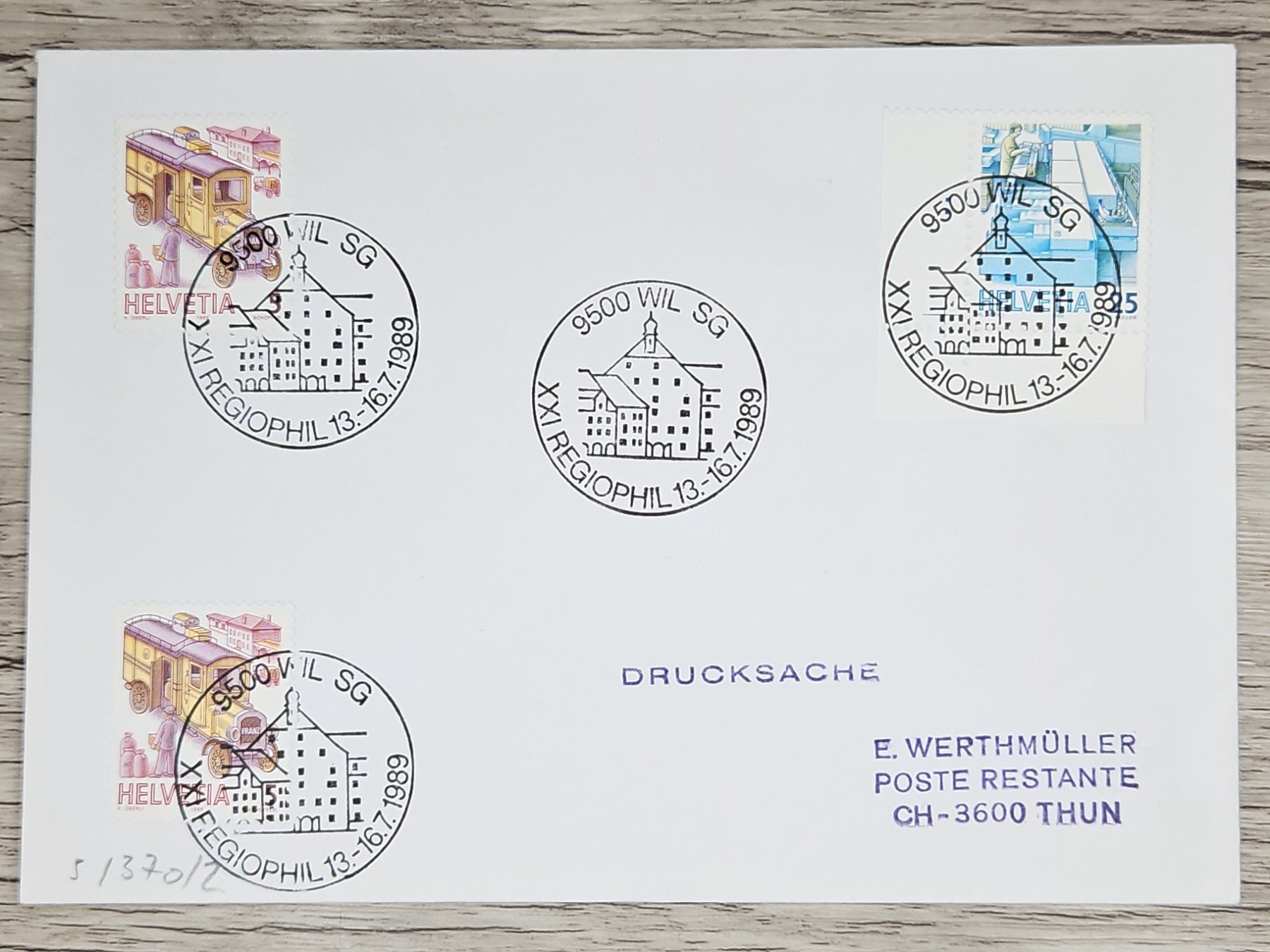 Tutti i francobolli: CL02 Enveloppe + Timbre Suisse 1989 – Usato da Cousset venduto da Patrick_Collections