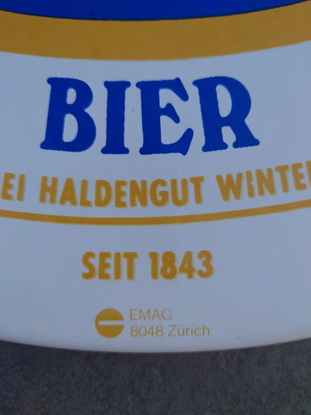 Haldengut Insegne: Emailschild Haldengut Bier Winterthur – Usato da Abtwil SG venduto da rabbit64 1