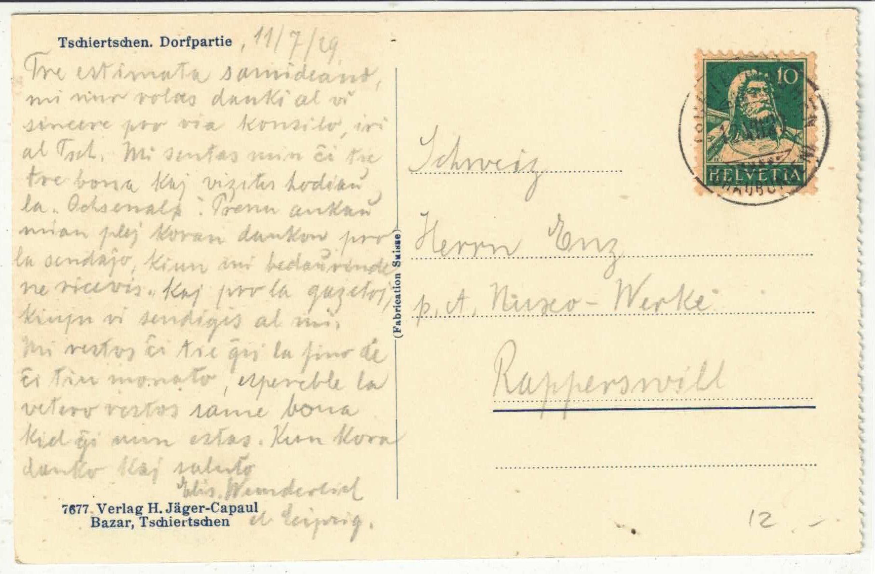 Cartoline postali: Tschiertschen - Dorfpartie – Usato da Ettingen venduto da Kartenplanet 1