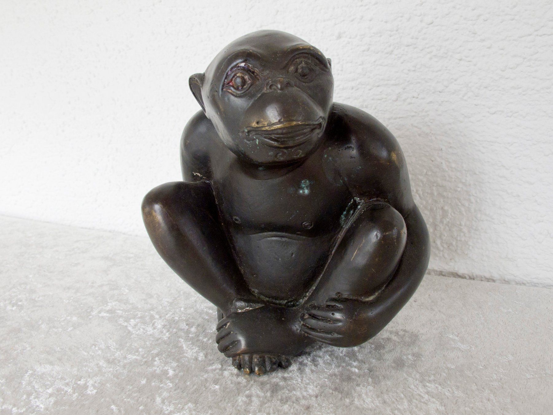 Sculture & Statue: AFFE SKULPTUR Messing Brass Monkey Schimpanse Figur – Usato da Blauen venduto da wosonst