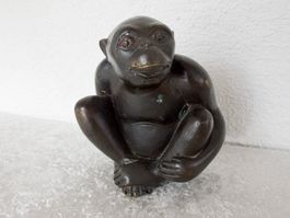 AFFE SKULPTUR Messing Brass Monkey Schimpanse Figur