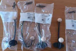 4 crochets muraux métal anthracite et bois hêtre NEUFS