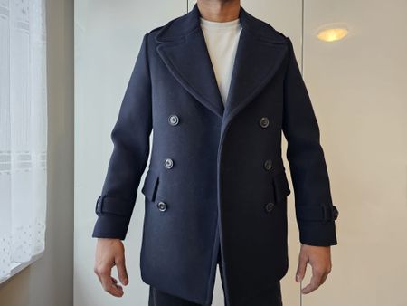 Herren Wintermantel Gr. S/M, dunkelblau, warm & elegant