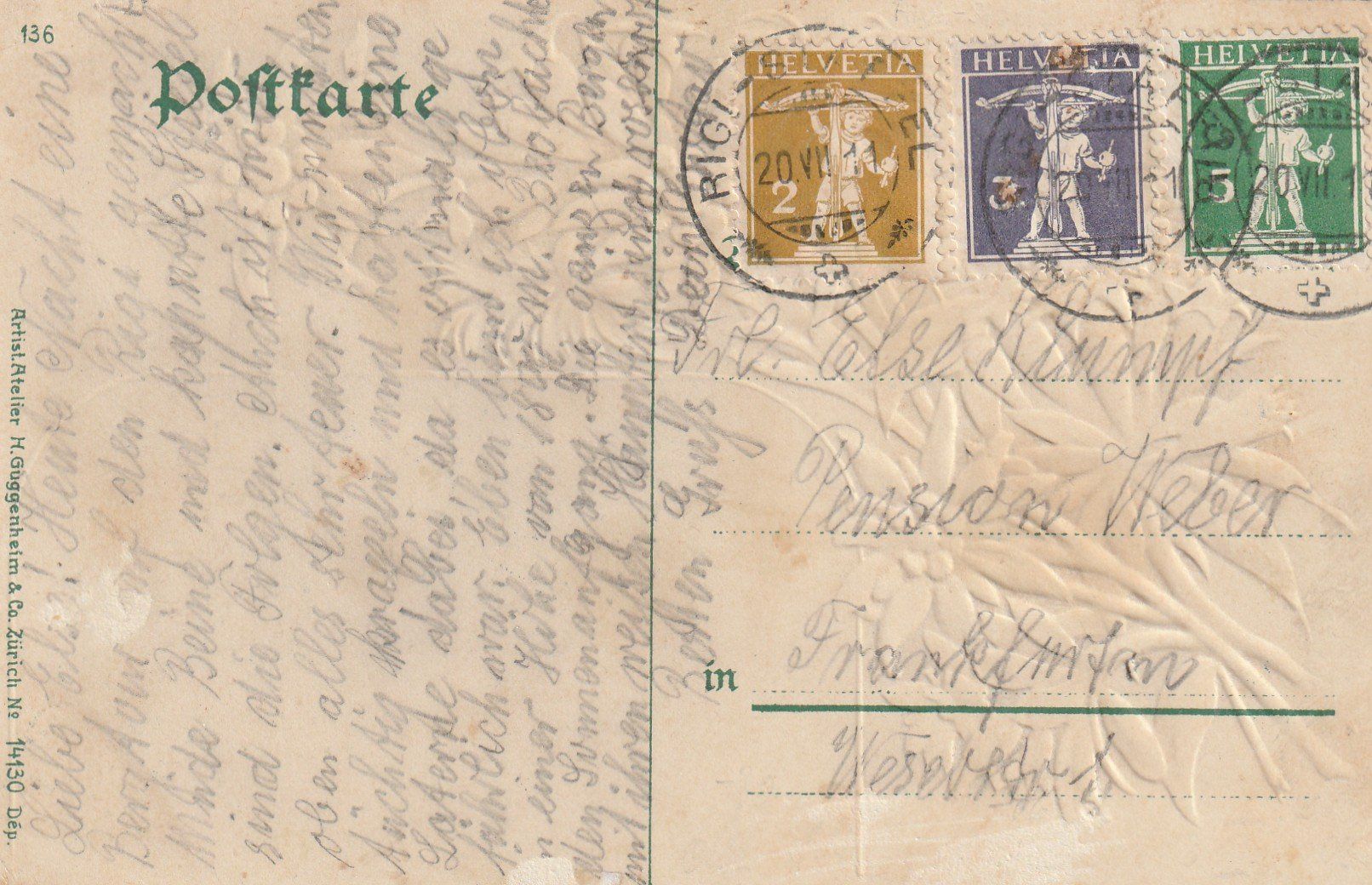 Cartes postales: Rigi Kulm Prägekarte – D'occasion à Rorschacherberg par fratovi2 1