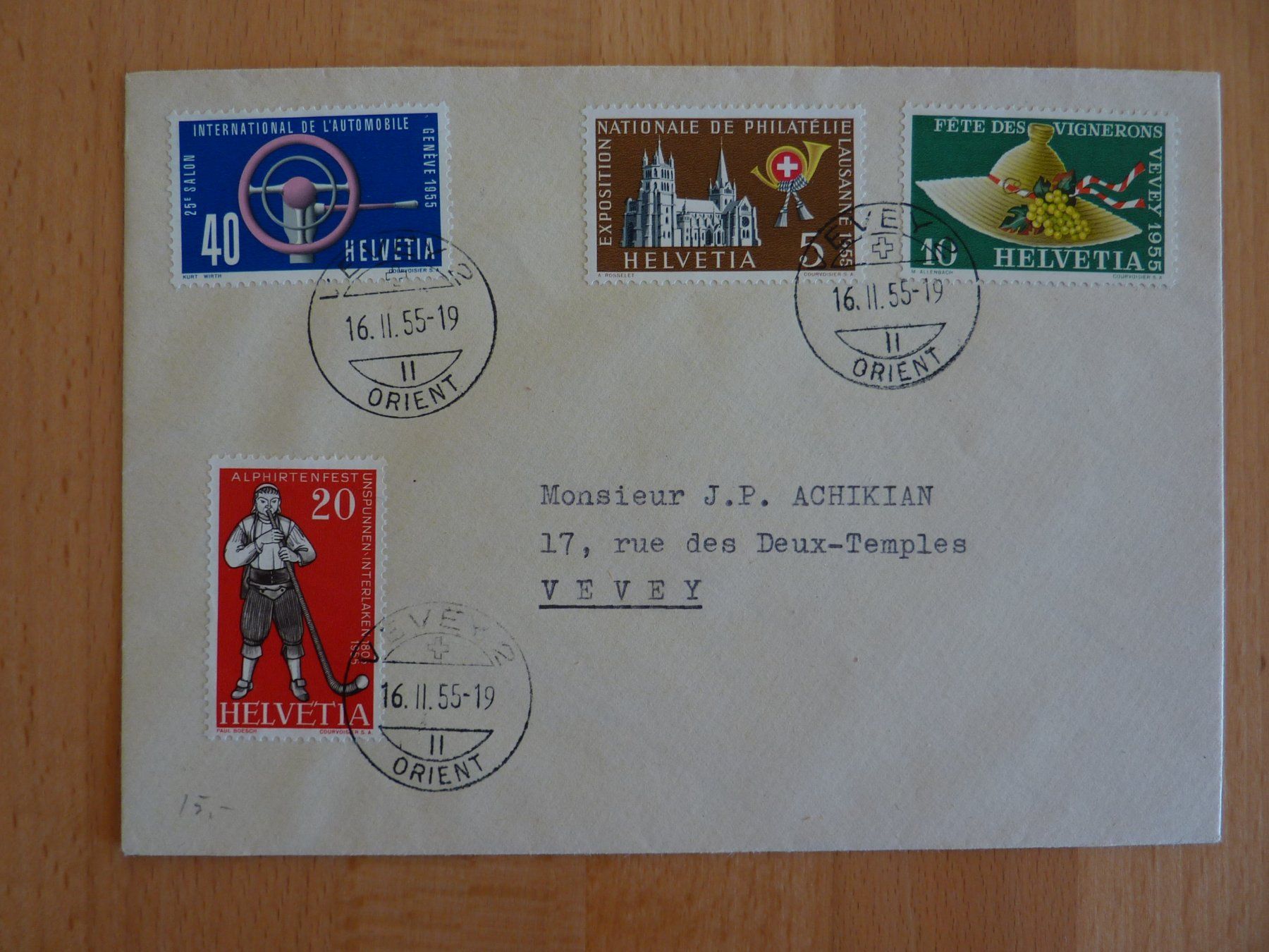 Tutti i francobolli: 1955 Werbe-Satzbrief,  Fr. 1.-- – Usato da Zürich venduto da Aetna14