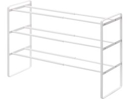 Stahl Schuhregal ausziehbar, minimalistisches Design, weiss
