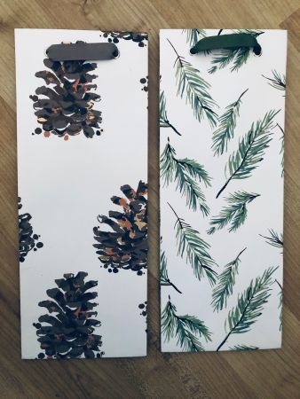 2 edle Geschenktaschen Weihnachten Tannenzapfen/Zweige