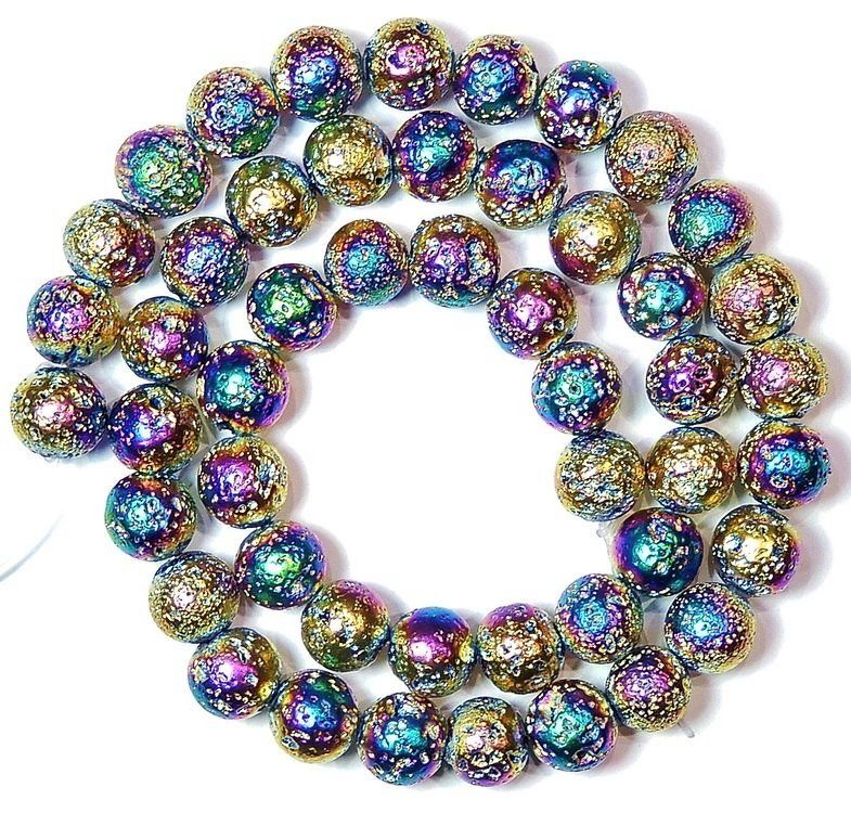 Catenine: 1 Strang Titanium bedampfte echte Lava Perlen 8 mm – Nuovo (secondo la descrizione) da Müllheim Dorf venduto da GUENI01