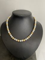 Collier perles bicolores argent et doré fermoir 925