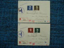 Liechtenstein 1943 Nr. 178-81 FDC 2 Briefe Zensur DR