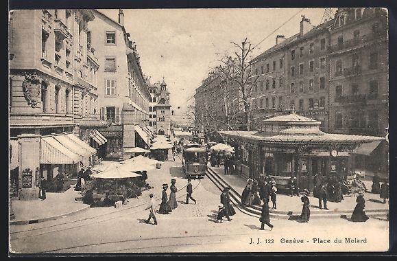 Cartoline postali: Genéve, place du Molard, Strassenbahn – Usato da Berlin venduto da bartko-reher