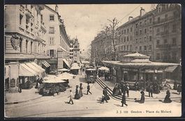 Genéve, place du Molard, Strassenbahn