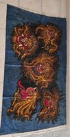 Batik-Wandbild mit mythischen Gesichtern Asiatika