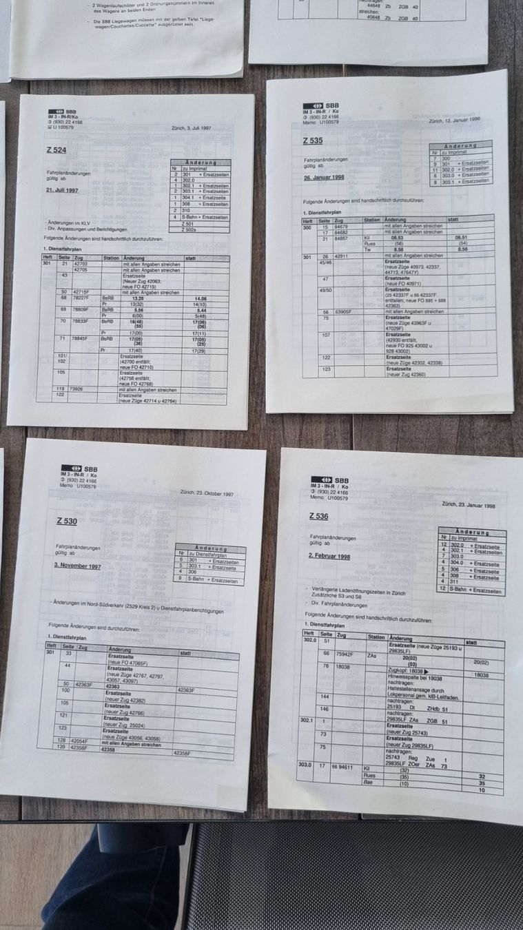 SBB/CFF/FFS Documenti: 14 verschiedene Z zu Fahrplan – Usato da Bözberg venduto da heinz-d 2