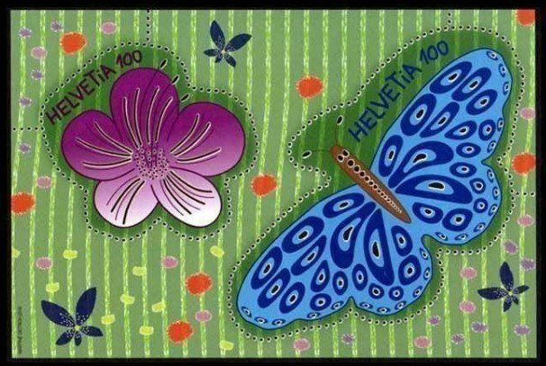 Tutti i francobolli: Laserschnitt ** Blume & Schmetterling – Usato da Unterägeri venduto da PhilatelieStudiger