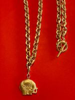 Halskette mit Elefantenanhänger, gold, 60cm