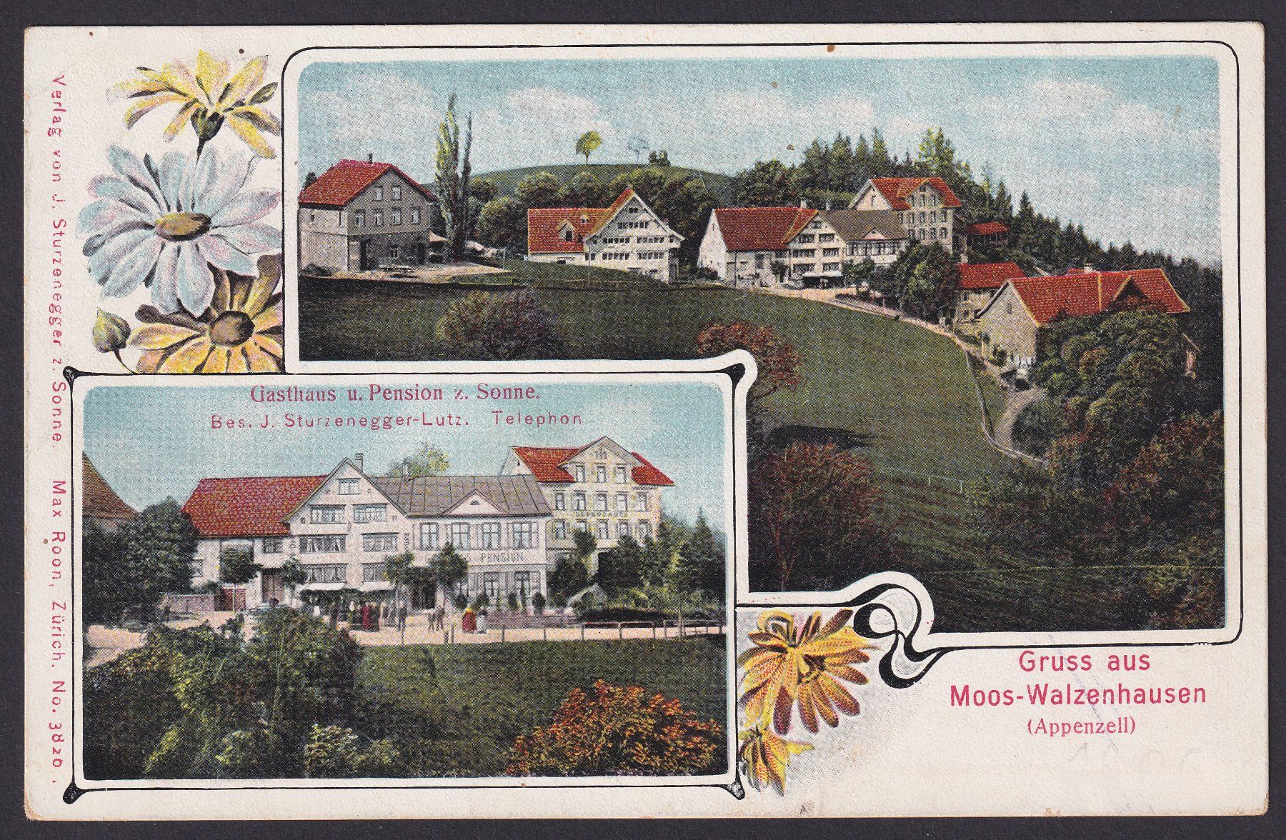 Cartoline postali: 1906, Gruss aus Moos Walzenhausen AR – Usato da Ebikon venduto da SilvioFreund