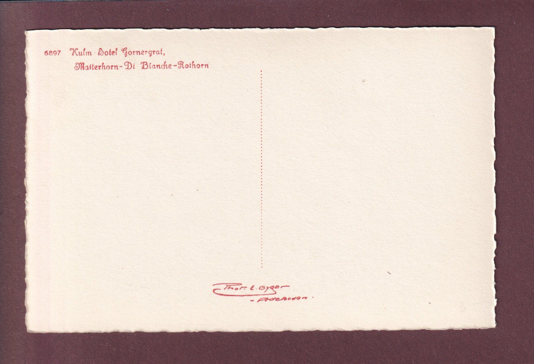 Cartoline postali: GORNERGRAT - Kulm Hotel - Matterhorn - E. Gyger – Usato da Pully venduto da nicecards 1