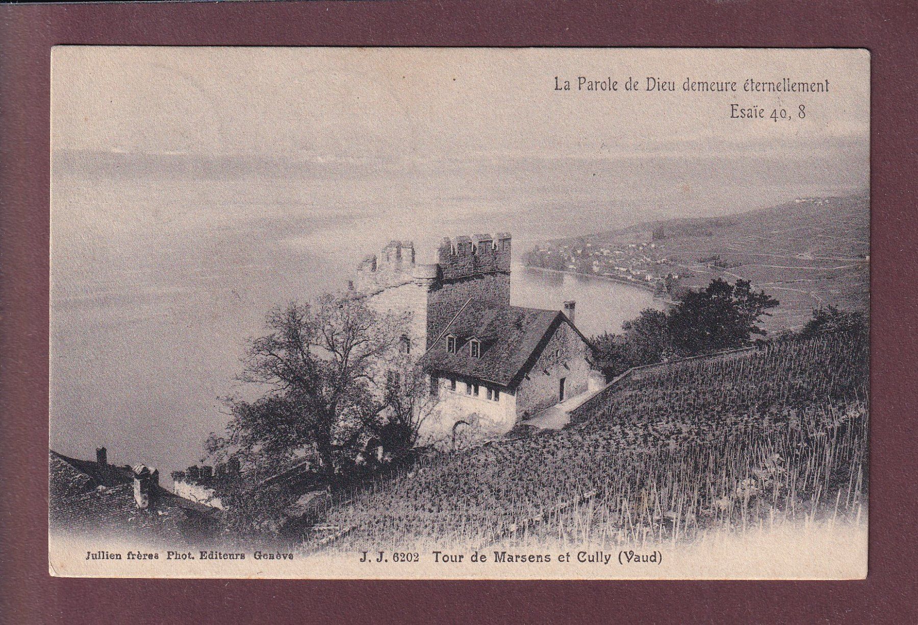 Cartoline postali: TOUR DE MARSENS - Cully - Verset - 1908 – Usato da Pully venduto da nicecards