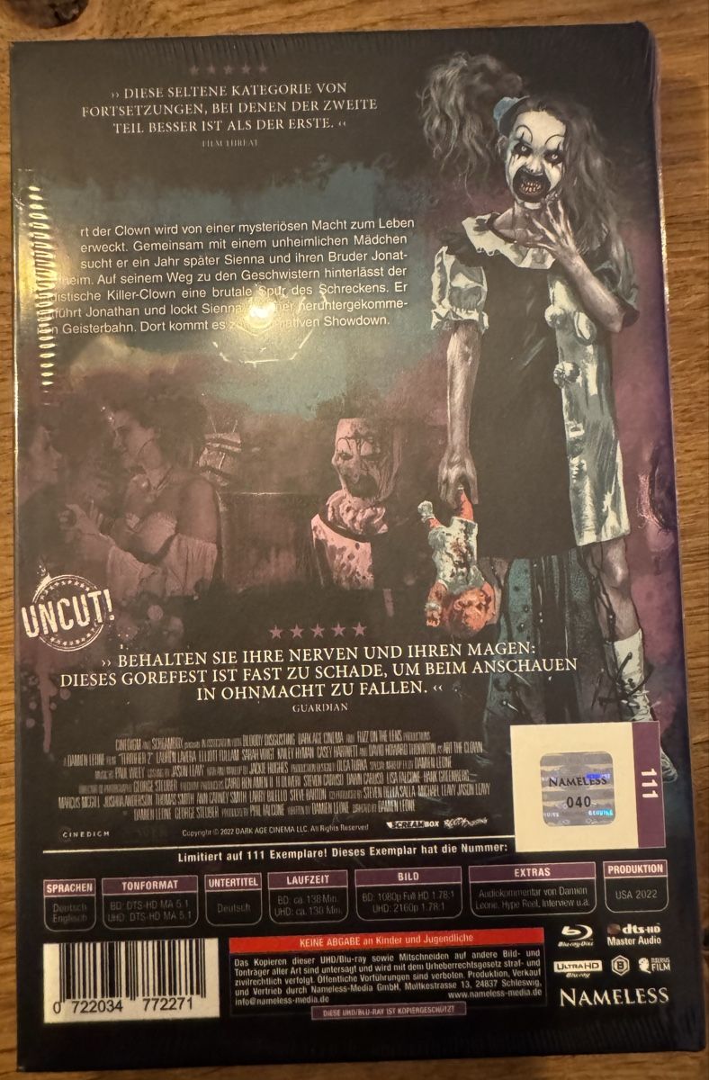 Tutti i DVDs: Terrifier 2 - Limitierte Hartbox- Uncut - OVP – Nuovo e nell'imballaggio originale da Wasen im Emmental venduto da slash84 1