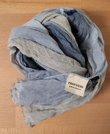 PROFUOMO Schal Herren / Damen – Blau Grau Gestreift NEU