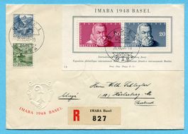 Brief mit IMABA-Block Basel 1948 nach Höcherberg(/Saarland