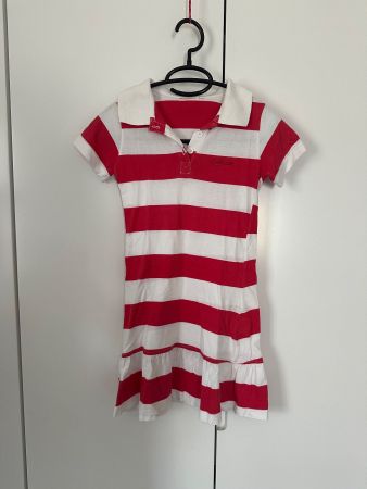 Süsses Sommerkleid, rot-weiss gestreift, Gr. 128
