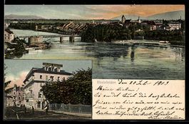 AK Rheinfelden, Rhein mit Brücke und Ortsansicht
