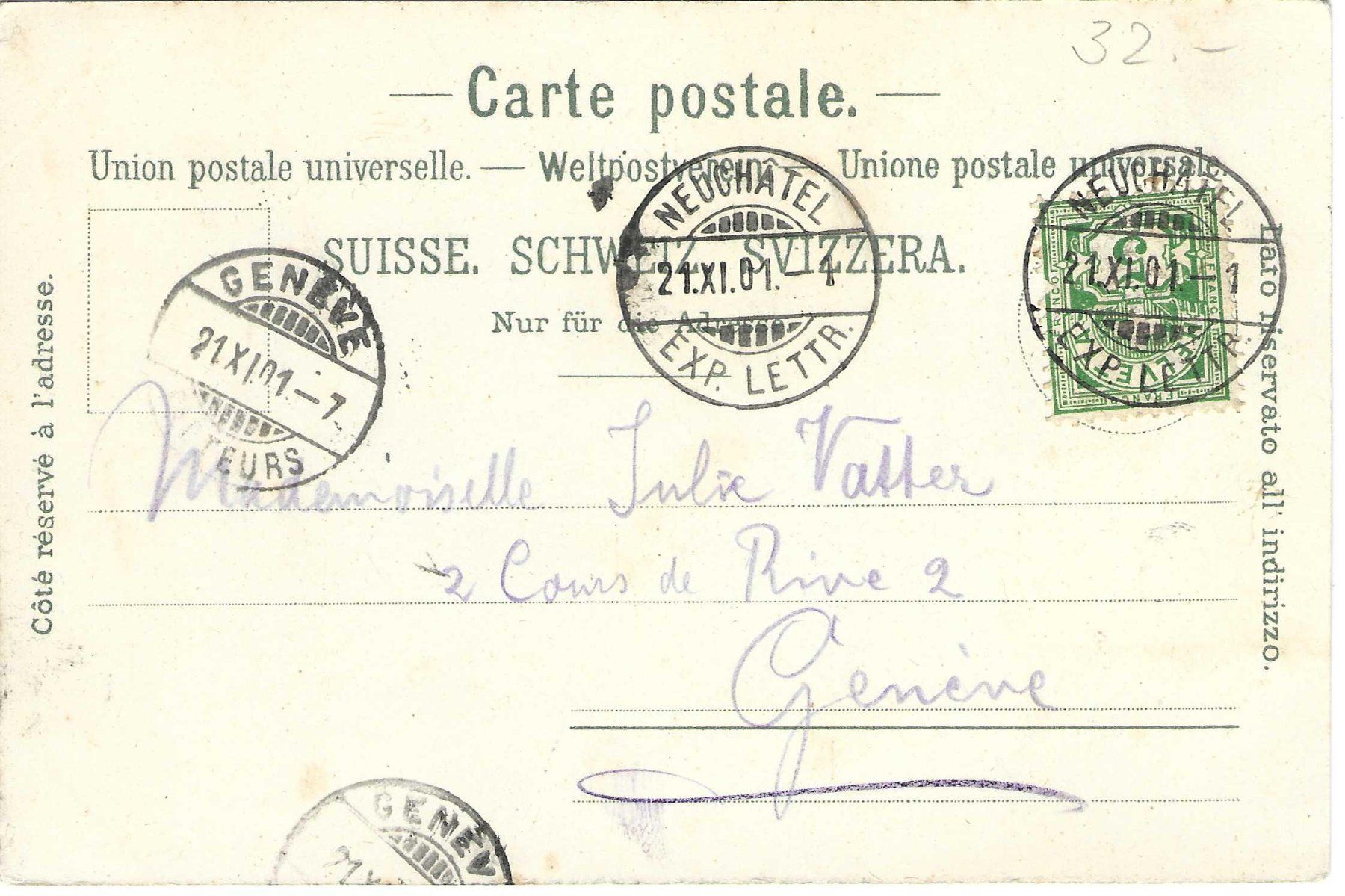 Cartoline postali: Souvenier de Neuchâel, Litho – Usato da Wildhaus venduto da Brunphil 1