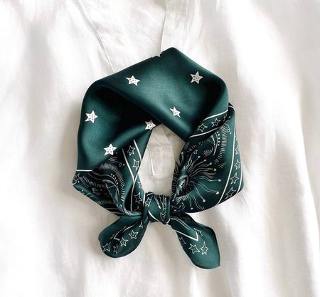 New 53cm 100% Silk Scarf, Green Men's Klein Halstuch