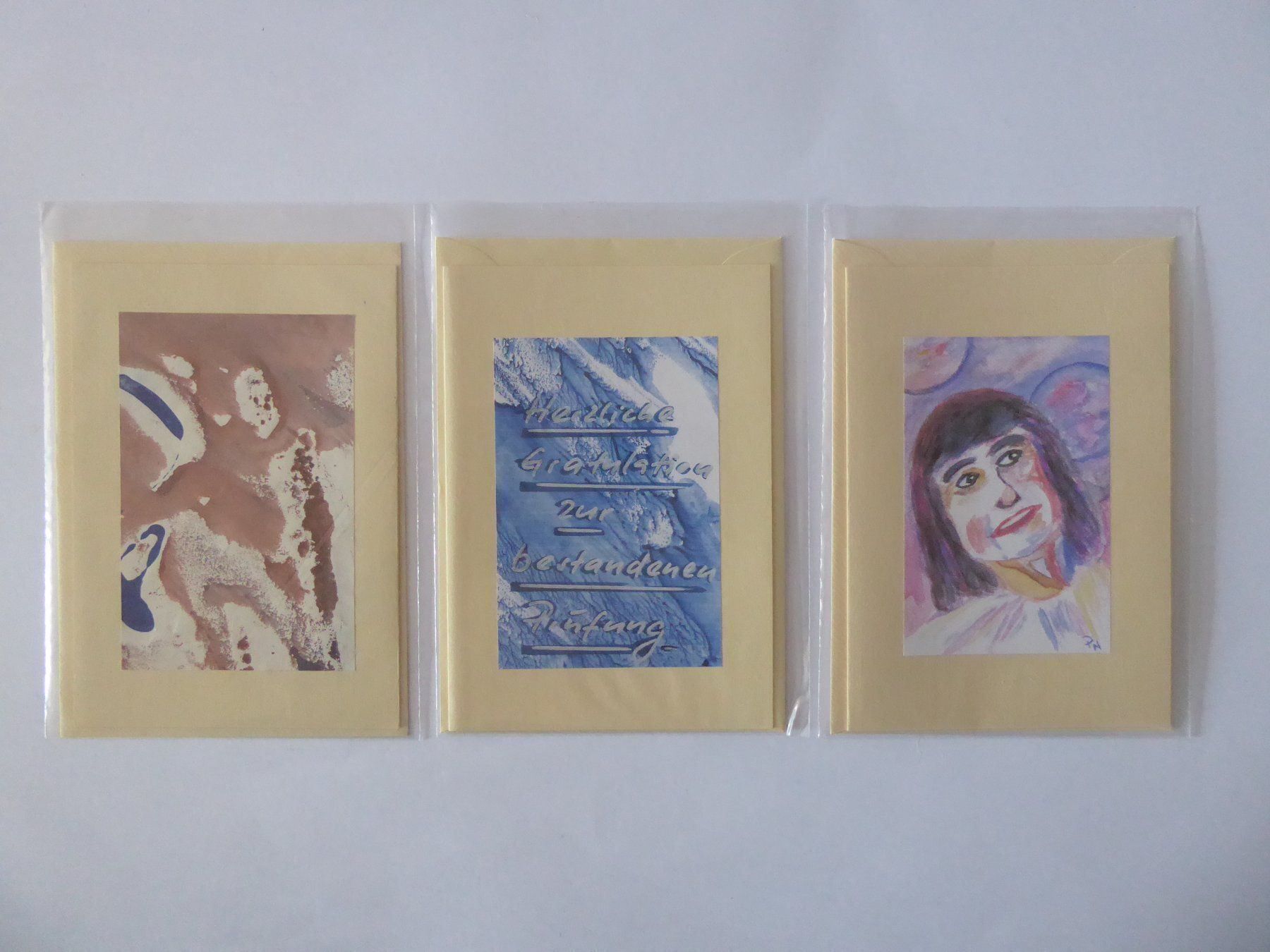 Cartoline: 3 hochw. Kunst Doppelschreibkarten, neu – Nuovo e nell'imballaggio originale da Turbenthal venduto da Panau