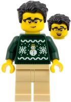 LEGO City cty1931 Man - Dark Green Holiday Sweater, Tan Legs