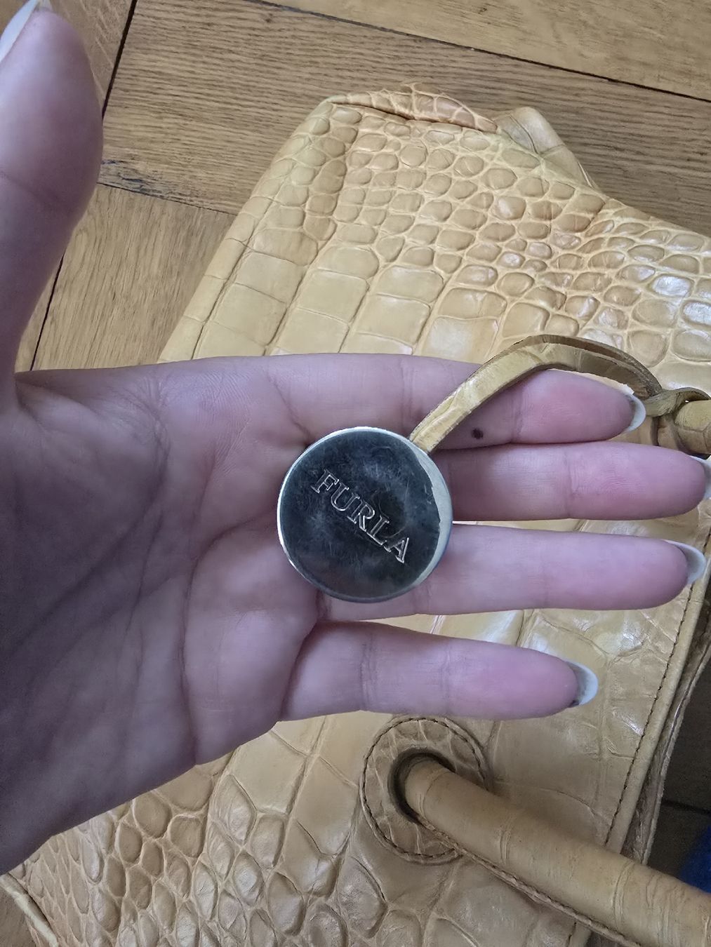 Furla Borse da donna: Furla Handtasche Kroko-Optik beige – Usato da Zürich venduto da nara13 3