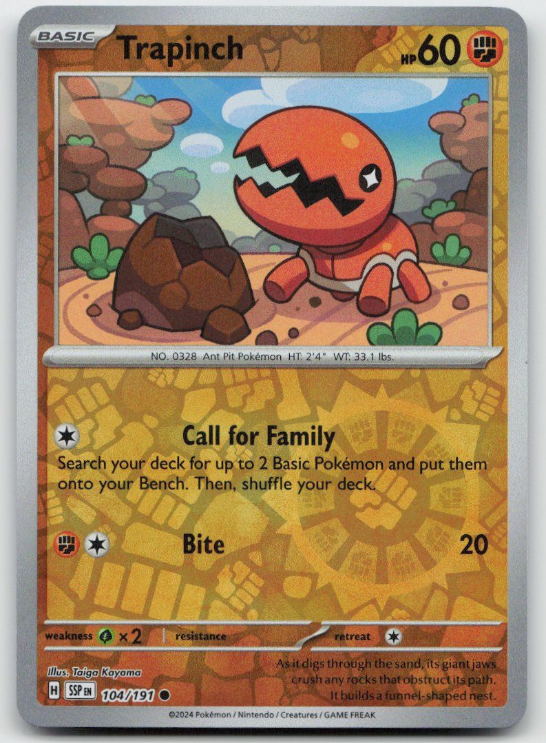 Pokémon Carte collezionabili: Pokemon Trapinch Reverse 104/191 SSP EN 2024 – Usato da Lugano venduto da VlaseCard