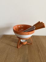 Schokoladenfondue Set orange mit vier Gabeln gebraucht