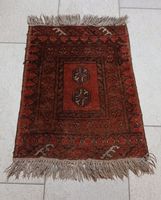 Orientteppich Wolle klein rot mit Fransen Masse 60x50 cm